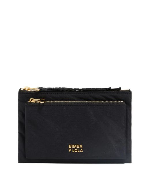 Bimba Y Lola Black Double-Pocket Logo-Detail Wallet