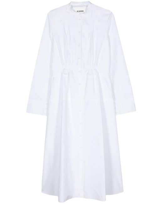Jil Sander White Cotton Poplin Shirt Dress