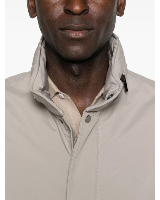 Moorer Gray High-Neck Buttoned Coat for men