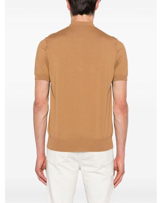 Canali Brown Knitted Cotton T-shirt for men