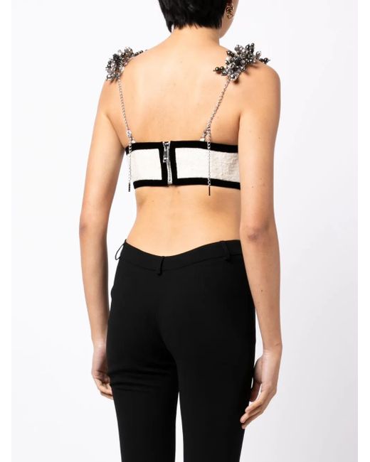 Area Natural Bead-Embellished Heart Crop Top