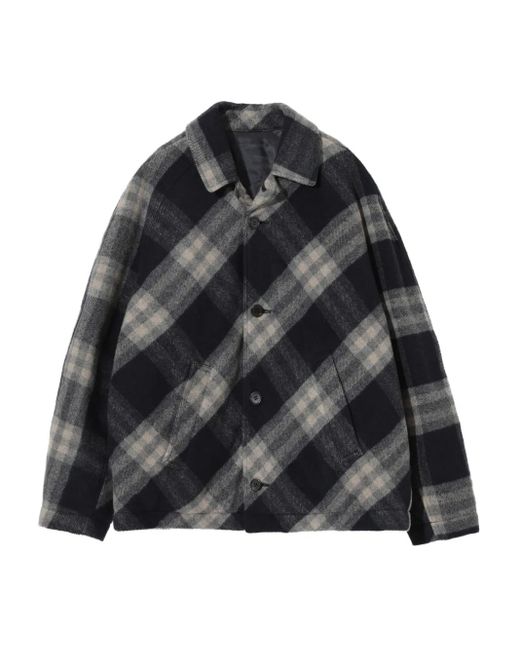 Undercover Black Check-Print Shirt Jacket for men
