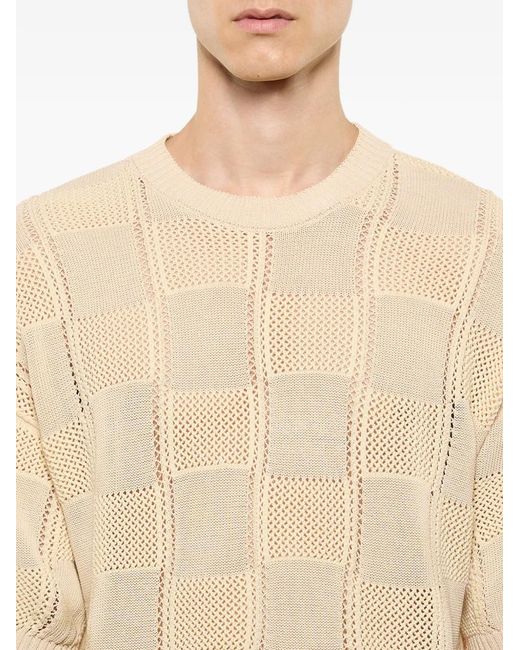 Laneus Natural Knitted Check T-Shirt for men