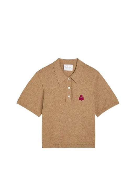 Isabel Marant Natural Althea Logo-Appliquéd Polo Shirt