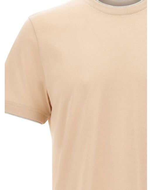 Eleventy Natural Contrast-Trim T-Shirt for men