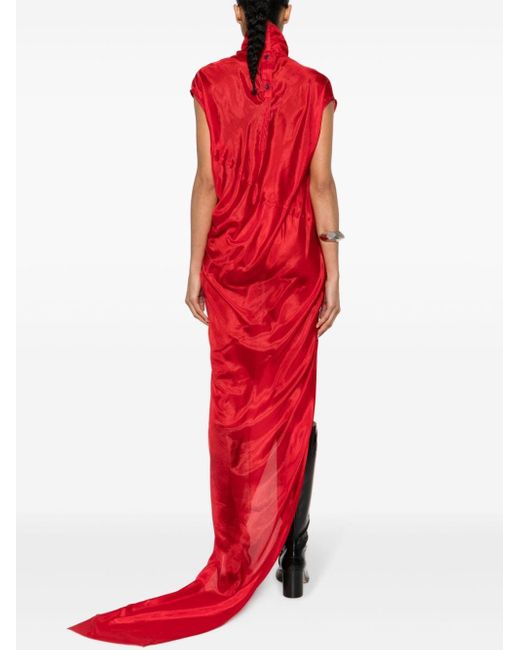 Rick Owens Red Silk Long Dress