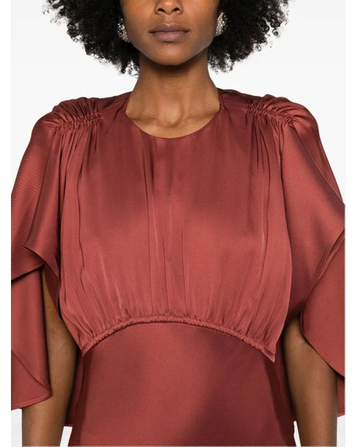 Zimmermann Red Cape-insert Round-neck Maxi Dress