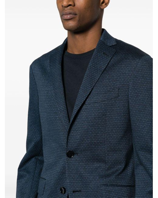 Etro Blue Patterned-jacquard Cotton Blazer for men