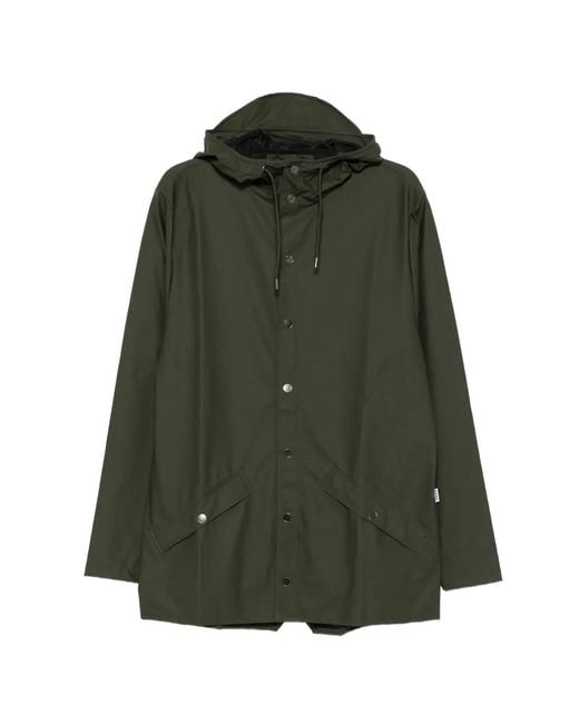 Rains Green Hooded Waterproof Jacket