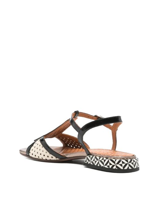 Chie Mihara Black Perforated T-Strap Sandals