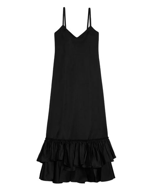 Jil Sander Black Silk Blend Ruffle Dress