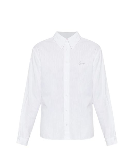 KENZO White Logo-Embroidered Shirt for men