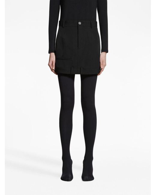 Balenciaga Black Deconstructed Wool Miniskirt