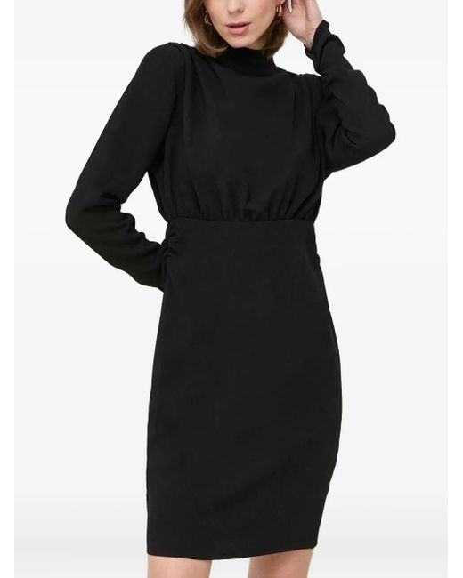 Notes Du Nord Black High-Neck Pleated Mini Dress