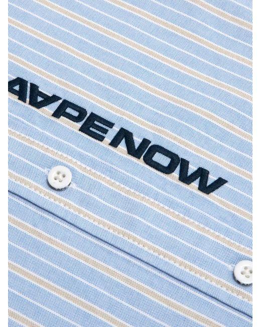 Aape By A Bathing Ape Blue Striped Logo Shirt for men
