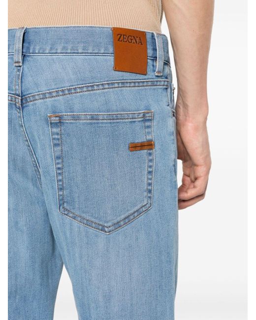 Zegna Blue Mid-rise Slim-fit Jeans for men