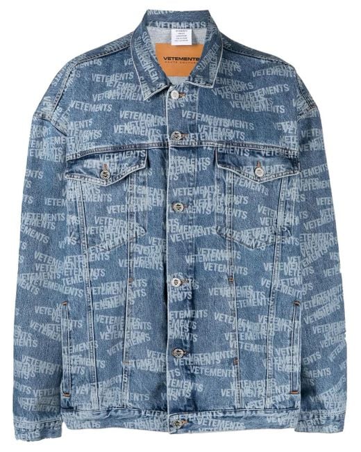 Vetements Blue Logo Denim Jacket - Men's - Cotton for men