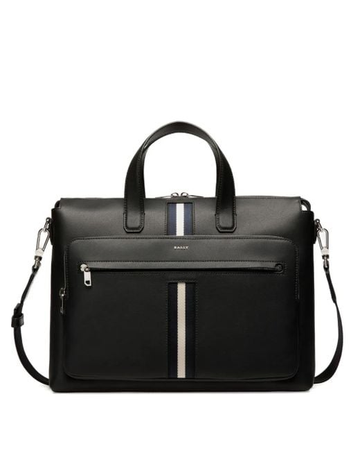 Bally Gestreepte Leren Aktetas in het Black voor heren