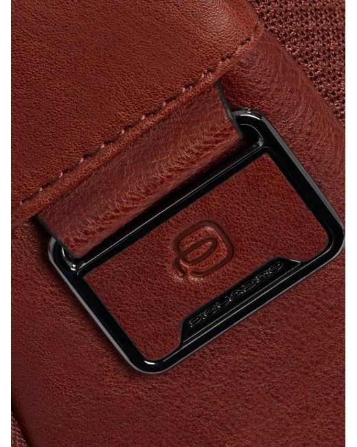Piquadro Red Logo-Plaque Leather Backpack for men