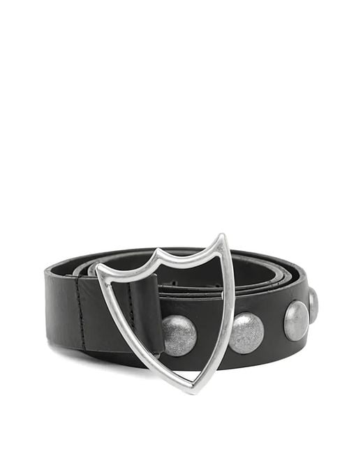 HTC Black Shield-Buckle Studded Belt