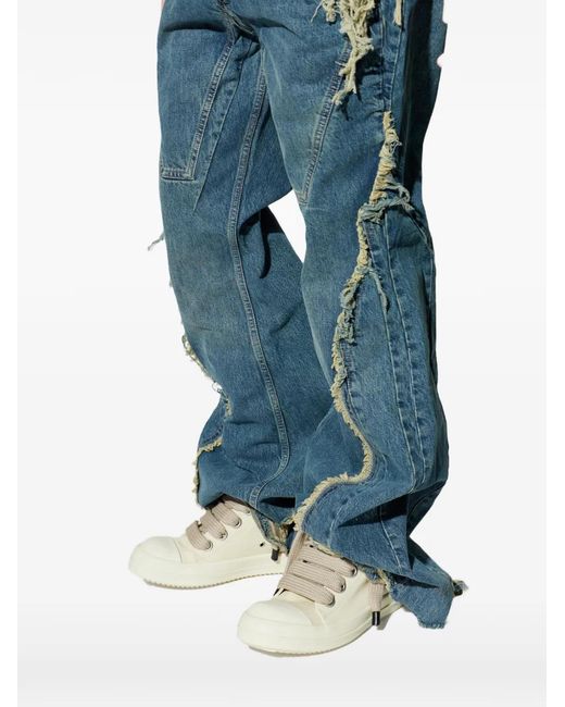 Rick Owens White Overdyed Denim Jumbo Sneakers for men