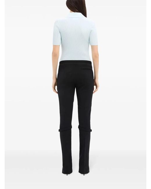 Courreges Blue Signature Ribbed Polo Top