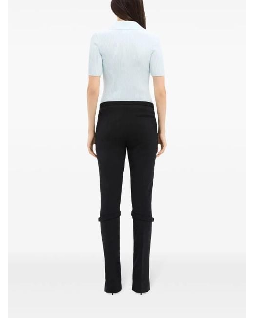 Courreges Blue Signature Ribbed Polo Top