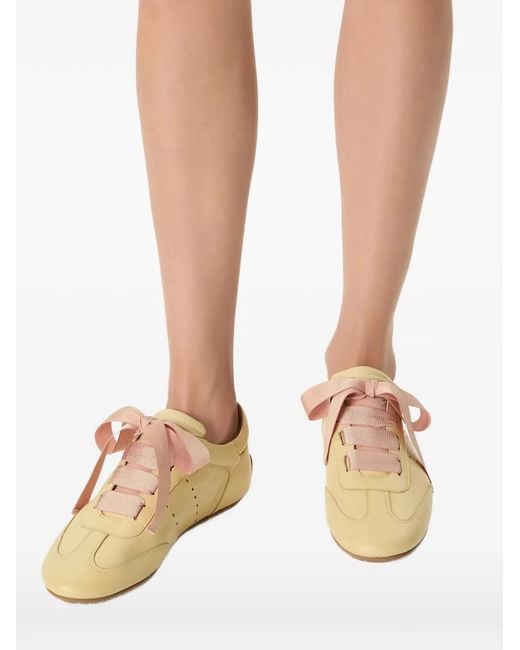 Odissi Natural Cass Grosgrain-Lace Sneakers