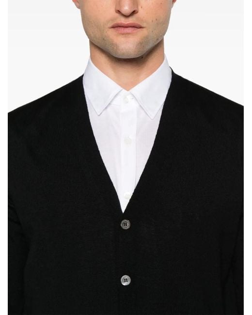 Canali Black Fine-Knit Cardigan for men