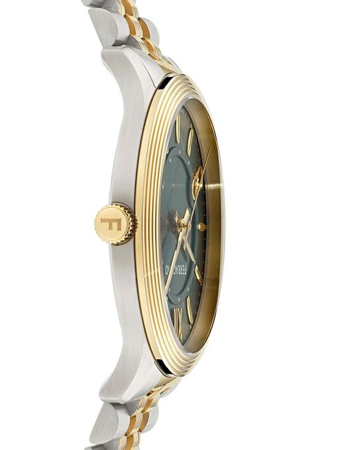 Ferragamo Green Roman Numeral Dial Gold-Plated Watch for men