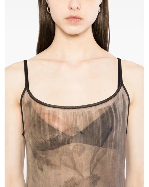IA London Brown Robe Sans Manches À Fleurs