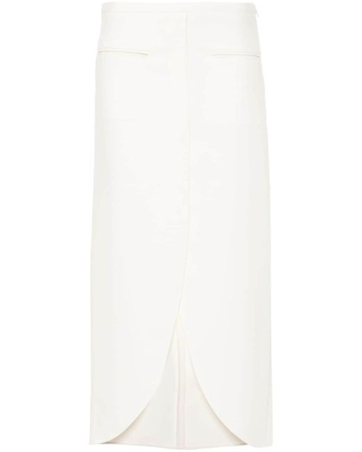 Courreges White Ellipse Crepe Midi Skirt