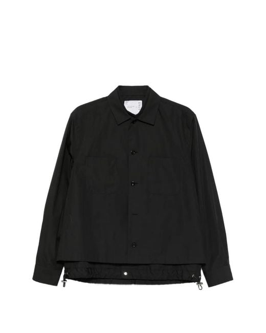 Sacai Black Layered Long-Sleeve Shirt for men