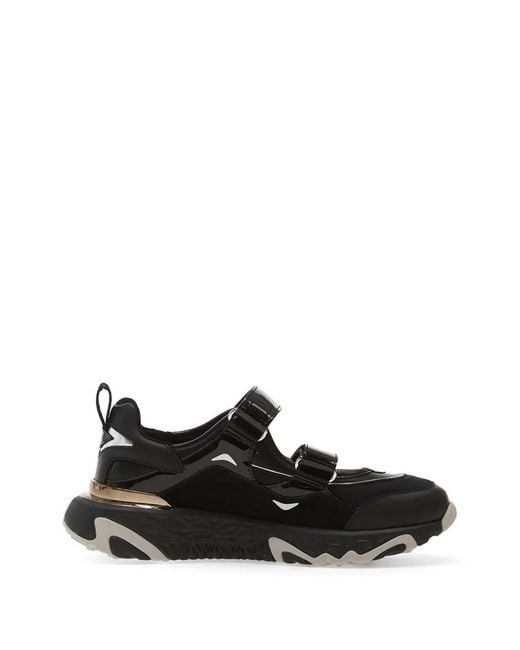 Karl Lagerfeld Black Patent-Finish Touch-Strap Sneakers