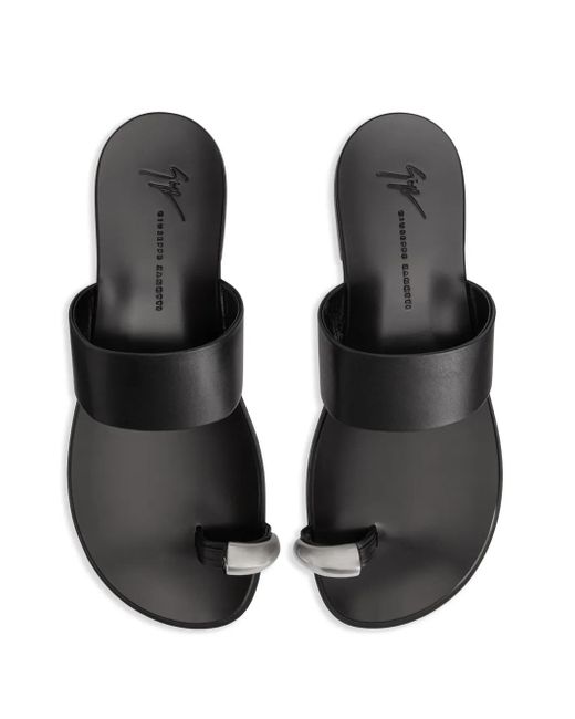 Giuseppe Zanotti Black Norbert Leather Toe-Loop Sandals for men