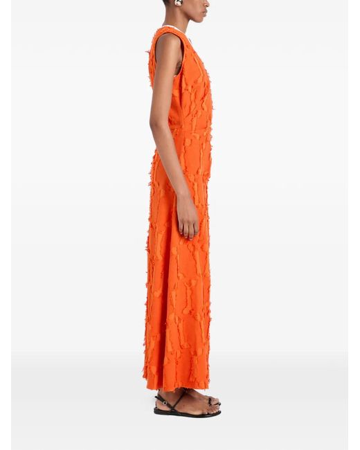 Proenza Schouler Orange Violeta Frayed Jacquard Maxi Dress