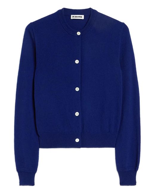 Jil Sander Blue Crew-Neck Cardigan