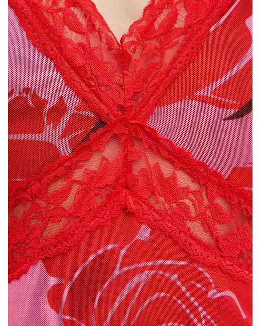 Never Fully Dressed Red Lace-Detail Floral Maxi Dress