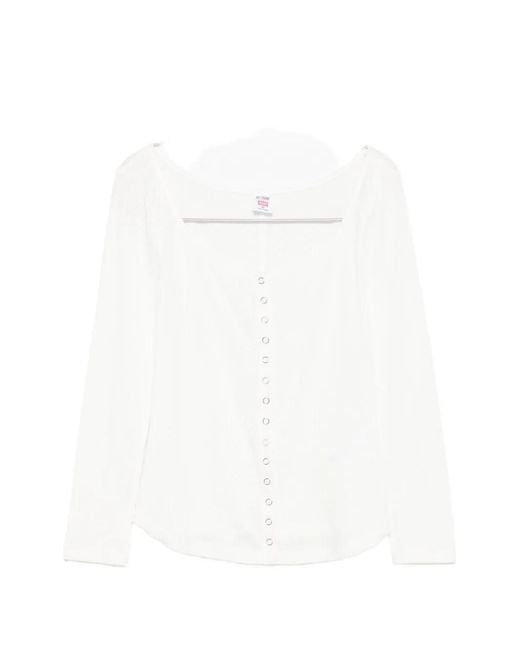 Re/done White Olivia Press-Stud Top