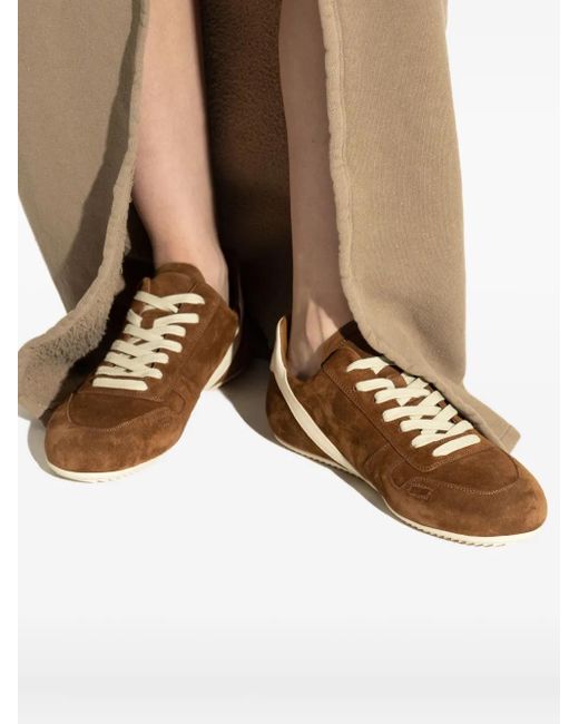 Rick Owens Brown Minimal Sneak Suede Leather Panel Sneakers