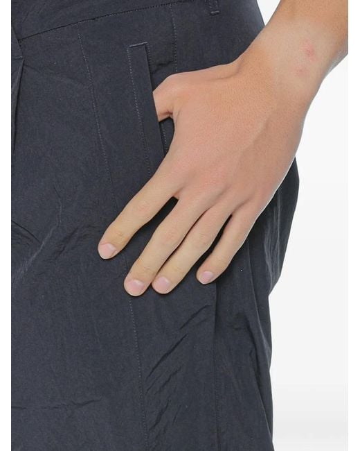 ARMANI EXCHANGE Blue Pleated-Front Crinkled Trousers for men