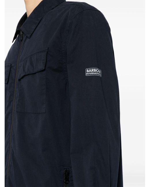 Barbour Blue Logo-print Zip-up Shirt Jacket for men