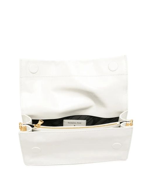 Patrizia Pepe White Logo-Plaque Clutch Bag
