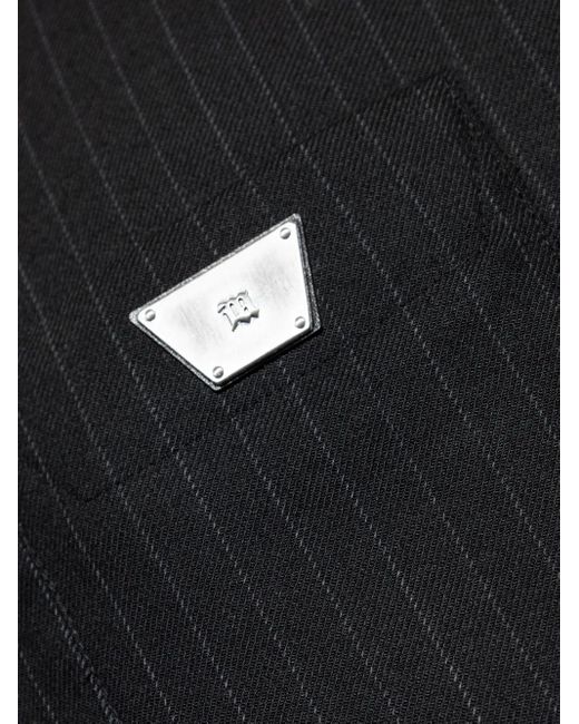M I S B H V Black Pinstriped Overshirt for men