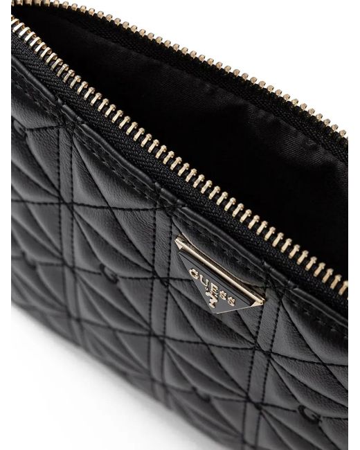 Guess Black 4G Quilted Clutch Bag