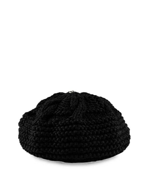 Chrome Hearts Black Cable-Knit Button-Detail Beret for men