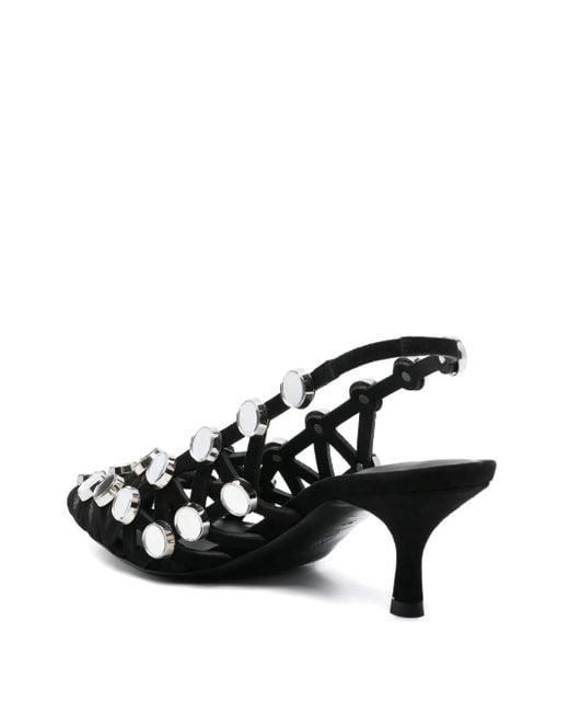 The Attico Black Suede Grid Slingback With Inserts