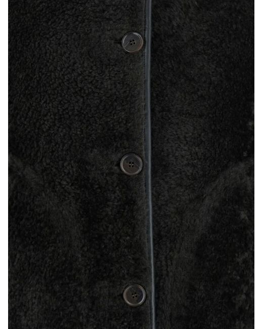 Arma Black Button-Fastening Shearling Jacket