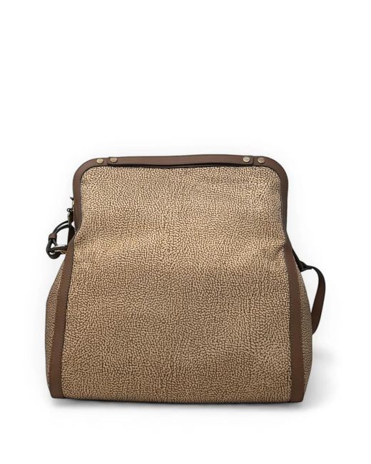 Borbonese Brown Zip Hobo Shoulder Bag