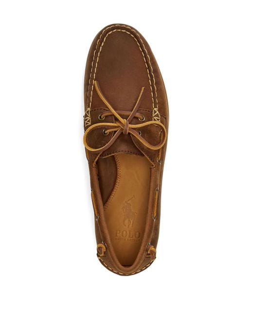Polo Ralph Lauren Brown Merton Leather Boat Shoes for men